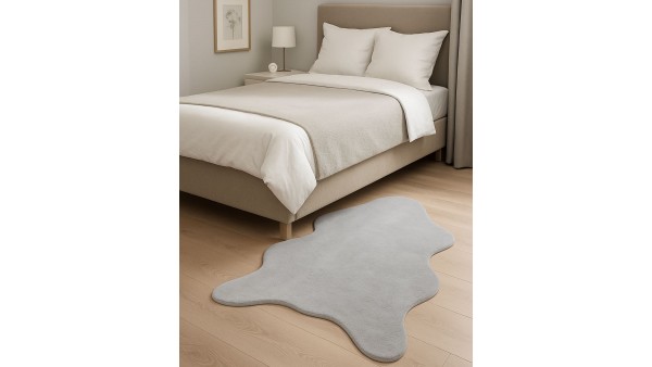 Angora Tavşan Tüyü Gri Peluş Halı | Model ANG04