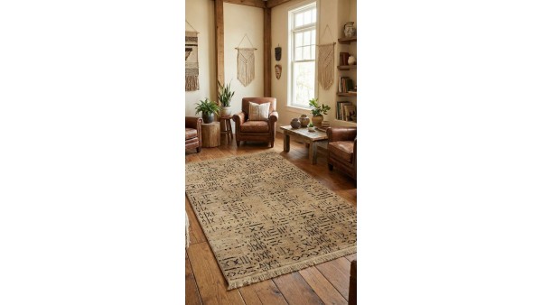 Mira Şönil Dokuma Halı | Kaymaz Tabanlı | Makinede Yıkanabilir | Modern Salon Halısı | Gold